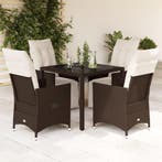 vidaXL 5-delige Bistroset met kussens poly rattan bruin, Verzenden
