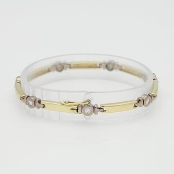 Armband - 14 karaat Geel goud, Witgoud Diamant (Natuurlijk)