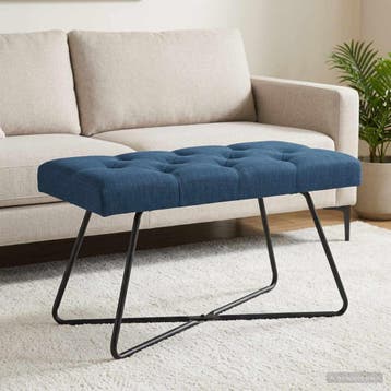 vidaXL Bank met knopen tufting Blauw 80 x 40 x 46 cm Stof, Verzenden