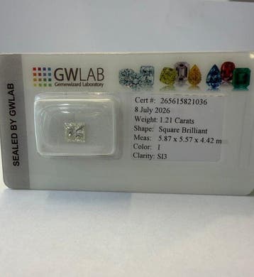 1 pcs Diamant (Natuurlijk) - 1.21 ct - Carré - I - SI3 -, Nieuw