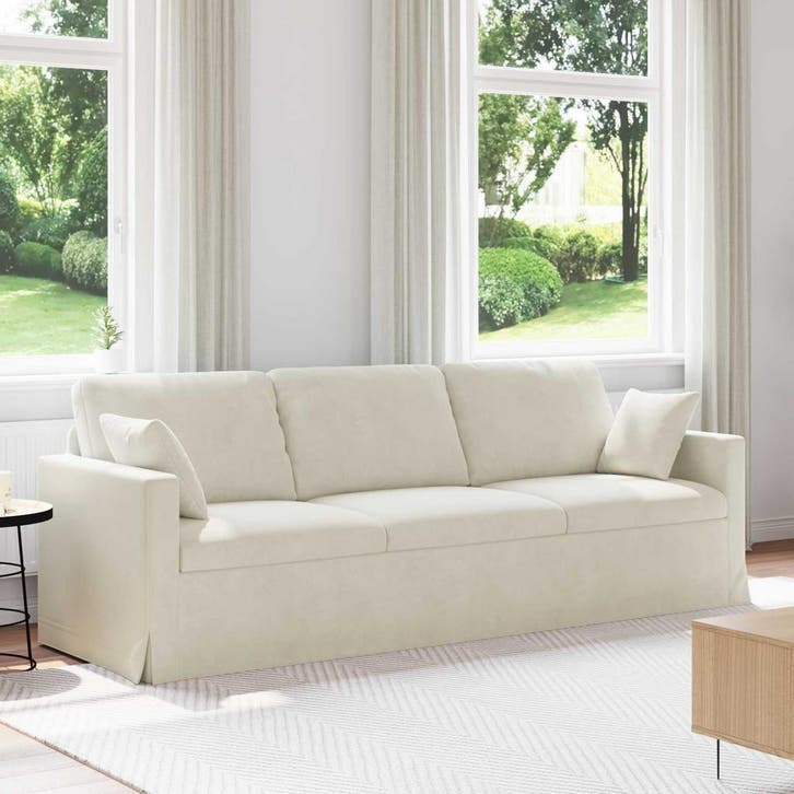 vidaXL bank / zetel Crème 228 x 78 x 80 cm Fluweel, Maison & Meubles, Canapés | Salons, Envoi
