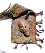 Oude masker met zak!!! Sjamaan West-Nepal 12 cm zeldzaam, Antiek en Kunst