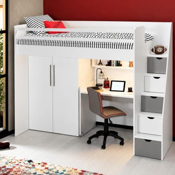Almila Neo Complete Kinderkamer Set Hoogslaper met Bureau en
