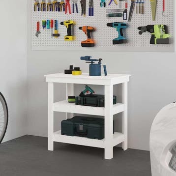 vidaXL Werkbank met plank Wit 78,5 x 50 x 80 cm Massief, Verzenden, Nieuw