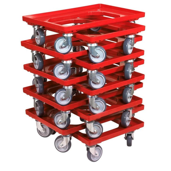 Dolly 60x40x15 rood met 4 rubberen zwenkwielen nieuw Set, Zakelijke goederen, Machines en Bouw | Heftrucks en Intern transport