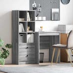 vidaXL Bureau met lade met plank met opslag 2 pcs Grijs, Verzenden, Nieuw