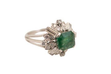 Ring Platina Smaragd - Diamant, Nieuw