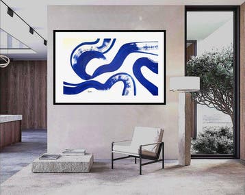 Kenza - Blue line - 140 x 80 cm, Antiek en Kunst