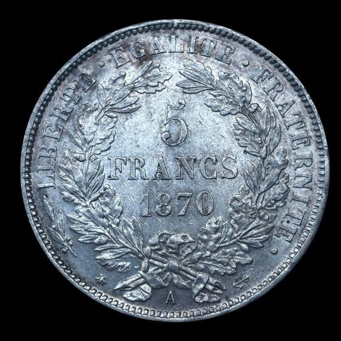 France. 5 Francs 1870-A Cérès (Sans prix de réserve), Postzegels en Munten, Munten | Europa | Niet-Euromunten