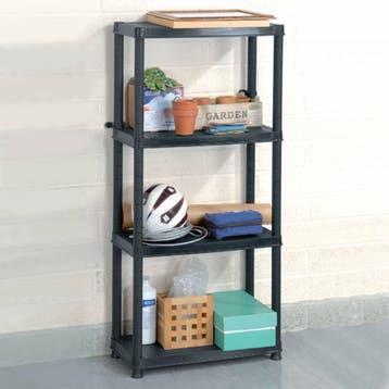 vidaXL Opbergrek 4-laags 61x30,5x130 cm kunststof zwart, Verzenden