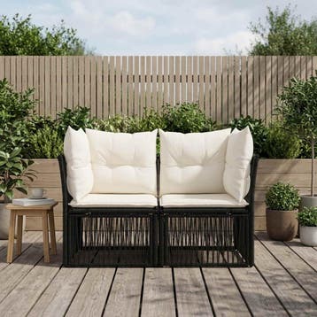 vidaXL Tuin Sofa 2-Aantal zitplaatsen Zwart poly rattan, Tuin en Terras, Verzenden, Nieuw
