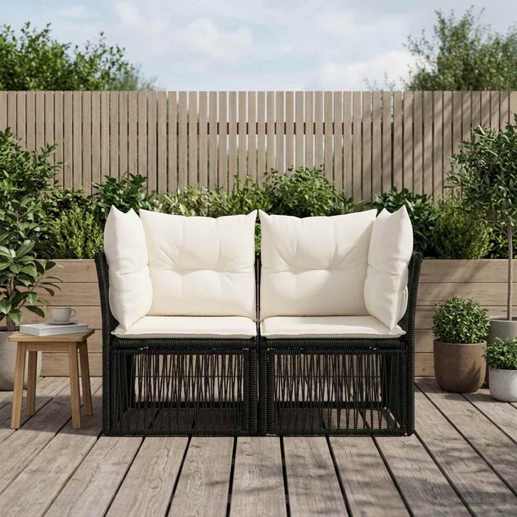 vidaXL Tuin Sofa 2-Aantal zitplaatsen Zwart poly rattan, Tuin en Terras, Tuinsets en Loungesets, Nieuw, Verzenden