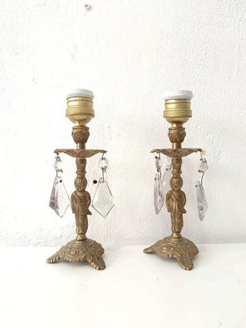 Tafellamp (2) - Paar elegante lampen met cherubijnen /