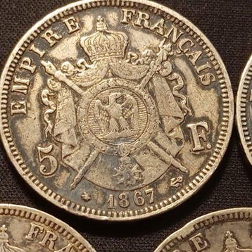 Frankrijk. Napoléon III. 5 Francs 1867/1870 (lot de 5