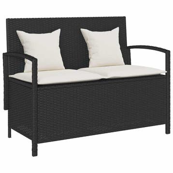 vidaXL Tuinbank met kussen poly rattan zwart, Verzenden, Nieuw