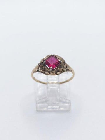 Zonder minimumprijs - Ring - 12 kt. Geel goud Robijn, Nieuw