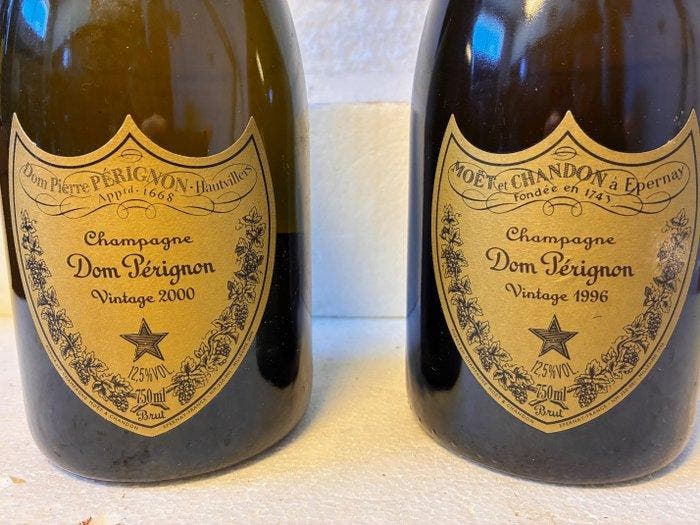 Dom Pérignon, 2000 & 1996 - Champagne Brut - 2 Flessen (0.75, Collections, Vins
