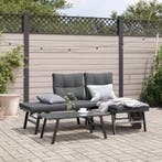 vidaXL Tuinbanken met kussens 2 st gepoedercoat staal zwart, Verzenden, Nieuw