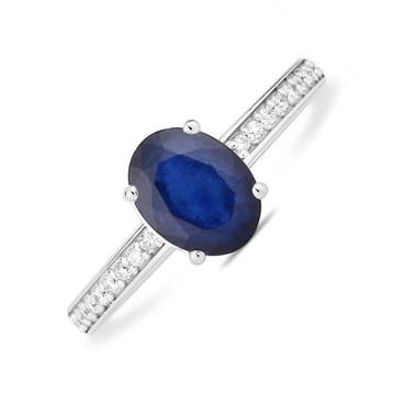 Ring - 14 karaat Witgoud - 1.22ct. tw. Saffier - Diamant -, Nieuw