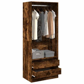vidaXL Kledingkast 80x50x200 cm bewerkt hout gerookt, Verzenden, Nieuw