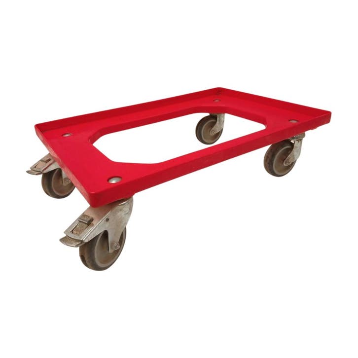 Dolly 60x40x15 rood met 2 zwenkwielen en 2 wielen met rem, Zakelijke goederen, Machines en Bouw | Heftrucks en Intern transport