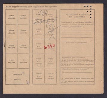 France 1943 - Bulletin dexpédition de colis postal,, Postzegels en Munten, Gestempeld