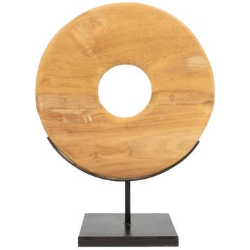 Bazar Bizar de Teak Disc Op Stand - M - Beeldje - Ongebruikt, Verzenden, Zo goed als nieuw