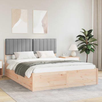 vidaXL Bedframe met Gevoerde Hoofdbord Lichtgrijs 160 x 200, Huis en Inrichting, Slaapkamer | Bedden, Verzenden, Nieuw