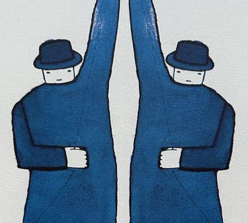 Jean-Michel Folon (1934-2005) - Homme et son double, Antiquités & Art