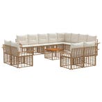 vidaXL Buiten bank set 13 pcs Natuurlijk en Crème Wit, Tuin en Terras, Verzenden, Nieuw