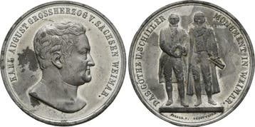 Zinnmedaille von Sebald / Drentwett o J, (1857) Sachsen W..., Verzenden