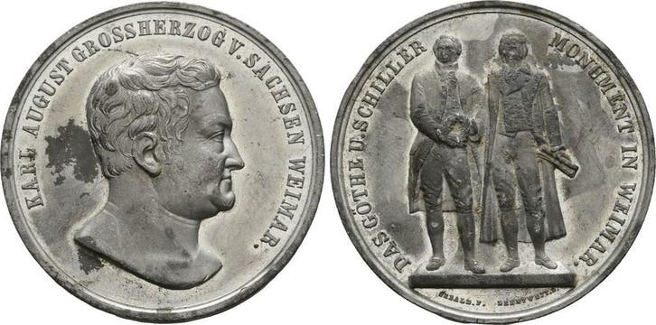 Zinnmedaille von Sebald / Drentwett o J, (1857) Sachsen W..., Postzegels en Munten, Penningen en Medailles, Verzenden