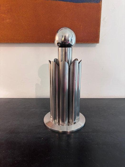 Pot de fleurs - Acier - Vase Vintage Space Age à tuyaux, Antiek en Kunst, Kunst | Designobjecten