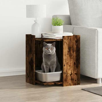 vidaXL Kattenbakomheining Gerookt eiken 42 x 42 x 51 cm, Verzenden