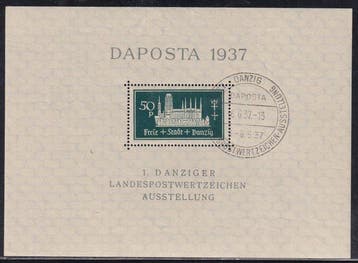 Danzig 1937 - Émissions de blocs avec tampons de demande. -