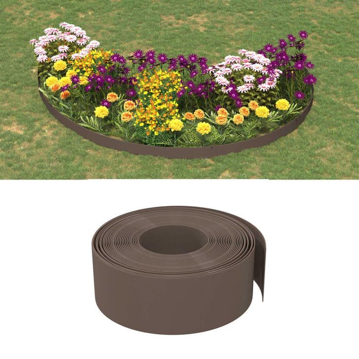 vidaXL Tuinranden 2 st 10 m 20 cm polyetheen bruin, Jardin & Terrasse, Traverses & Bordures, Envoi