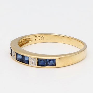 Zonder minimumprijs - Ring - 18 karaat Geel goud Saffier -, Handtassen en Accessoires, Ringen, Nieuw