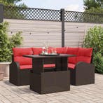 vidaXL Tuinbank Set met kussen met opslag 5 pcs Bruin Poly, Verzenden