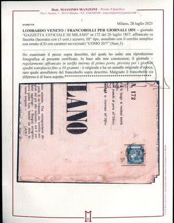 Anciens États italiens - Lombardie-Vénétie 1851 - Mercure