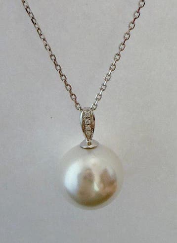 Zonder minimumprijs - Ketting met hanger - 18 karaat Witgoud