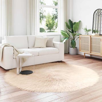 vidaXL Tapijt van imitatie schapenvacht TAFALLA Beige Ø 200, Maison & Meubles, Verzenden