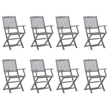 vidaXL Inklapbare stoelen 8 st met kussens massief, Verzenden, Nieuw