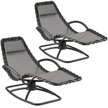 tectake Ligstoel Toulon, ergonomisch, schommelfunctie - grij, Jardin & Terrasse, Ensembles de jardin, Verzenden