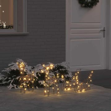 vidaXL Rendier Trek Slede 160 LEDs Warmwit 53 x 28 x 33 cm, Verzenden, Nieuw