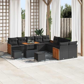 vidaXL Tuinbank Set 13 st 13-Aantal zitplaatsen Zwart, Tuin en Terras, Verzenden, Nieuw