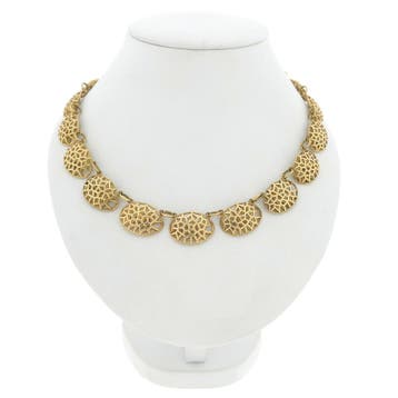 Vintage gouden fantasieschakel collier (Ketting), Ophalen of Verzenden, Gebruikt, Goud, Goud