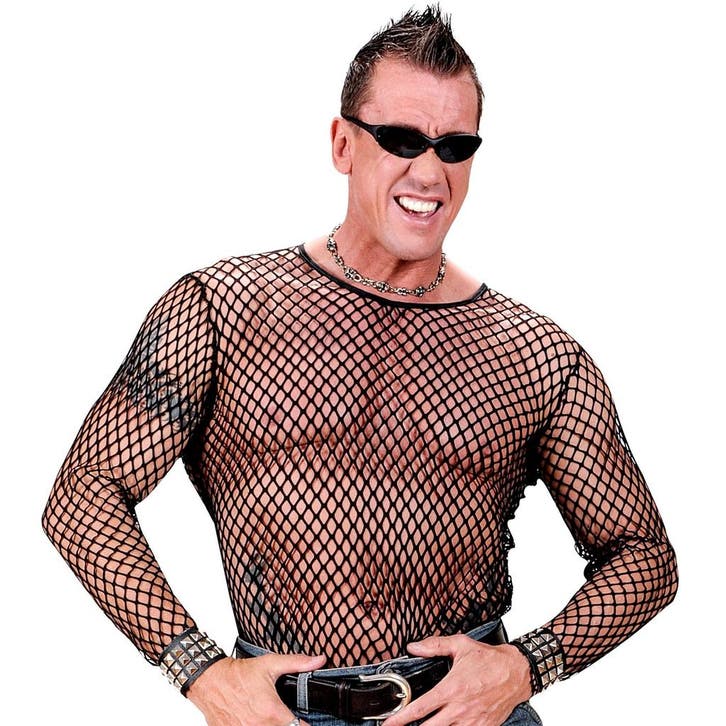 Rocker Shirt Heren Visnet, Kleding | Heren, Carnavalskleding en Feestkleding, Nieuw, Verzenden