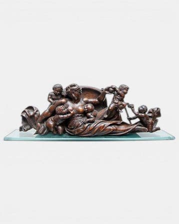 Scuola veneta (XVIII) - sculptuur, La Carità - 17 cm - Hout