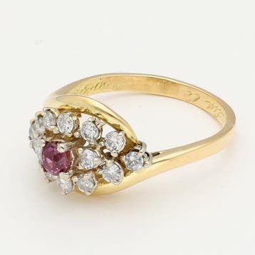 Bague - 18 carats Or jaune Rubis - Diamant, Nieuw