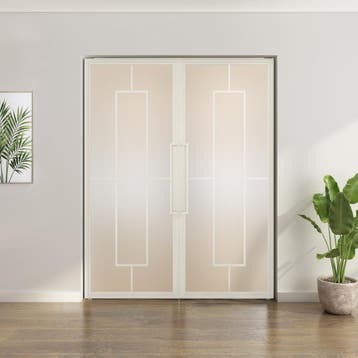 Dubbele stalen taatsdeur - Wit - 5 Vlaks - Mat glas, Overige typen